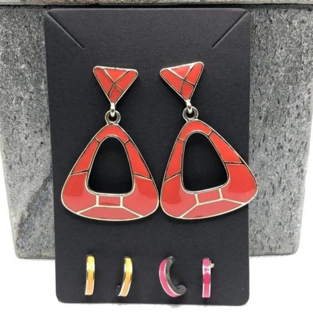 Three Pair Fashion Chandelier Hoop Earrings